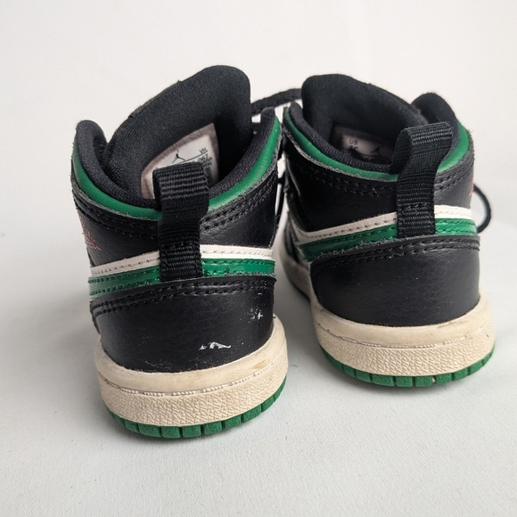 Nike Air Jordan Mid Baby Shoes Size 5 Green, Black And White - Picture 4 of 5